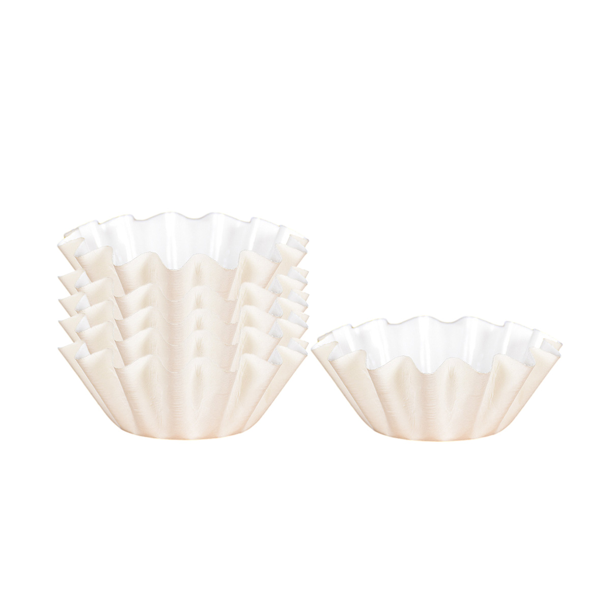 100pcs flower-shaped cake cups coated chiffon bread base 4.5cm* 3cml high - White
